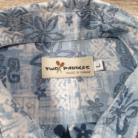 Two Paddles Men Short Short Sleeve Hawaiian Vacation Blue Beach Boho Casual - Picture 6 of 9